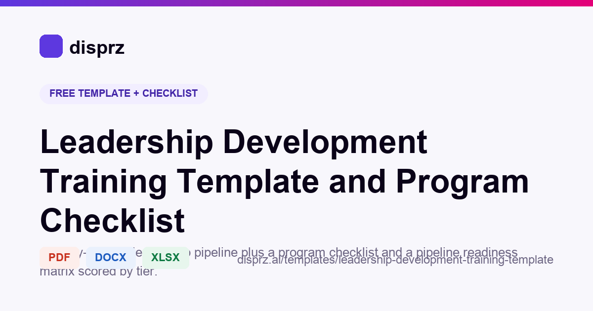 Leader Development Assessment Leadership Development Training Template and Program Checklist | Free ...